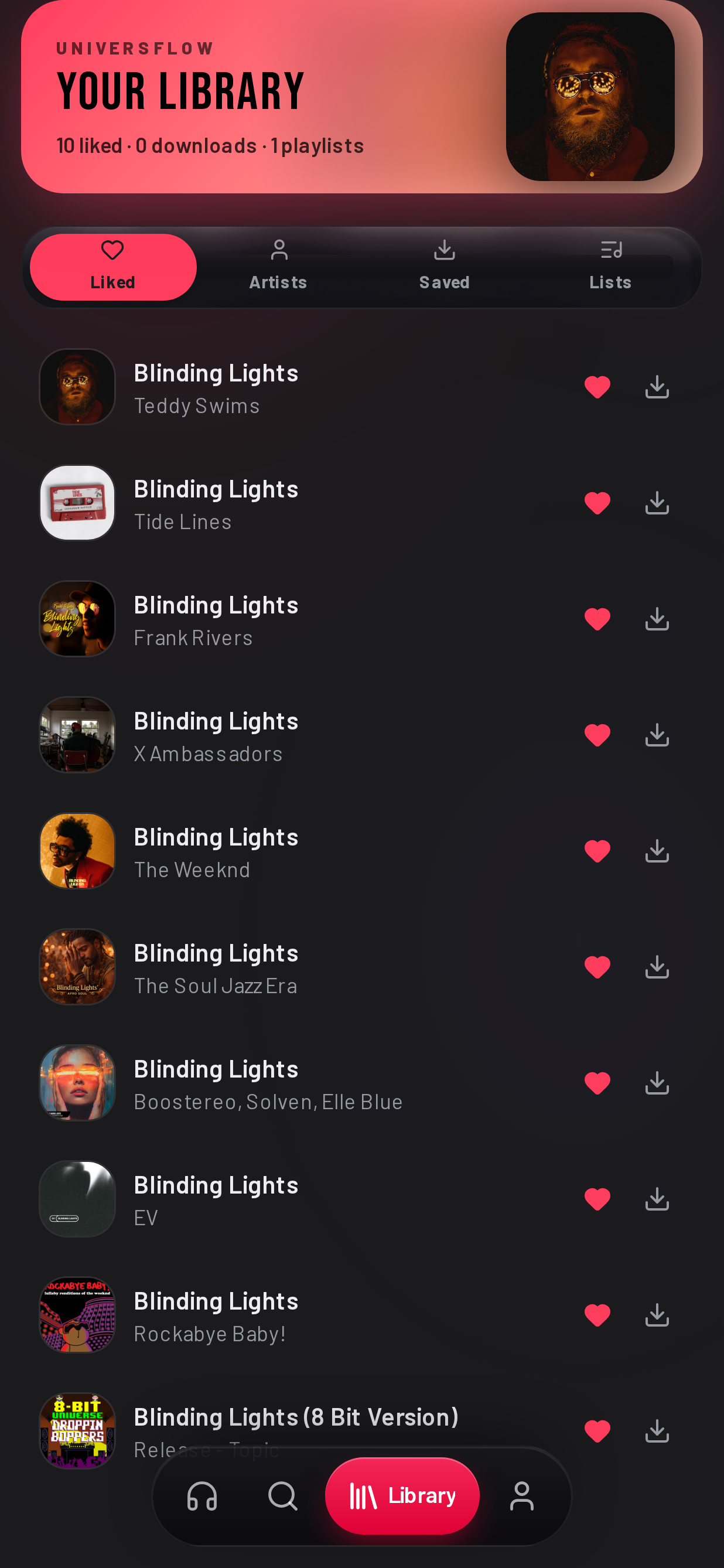 Your Library — liked songs