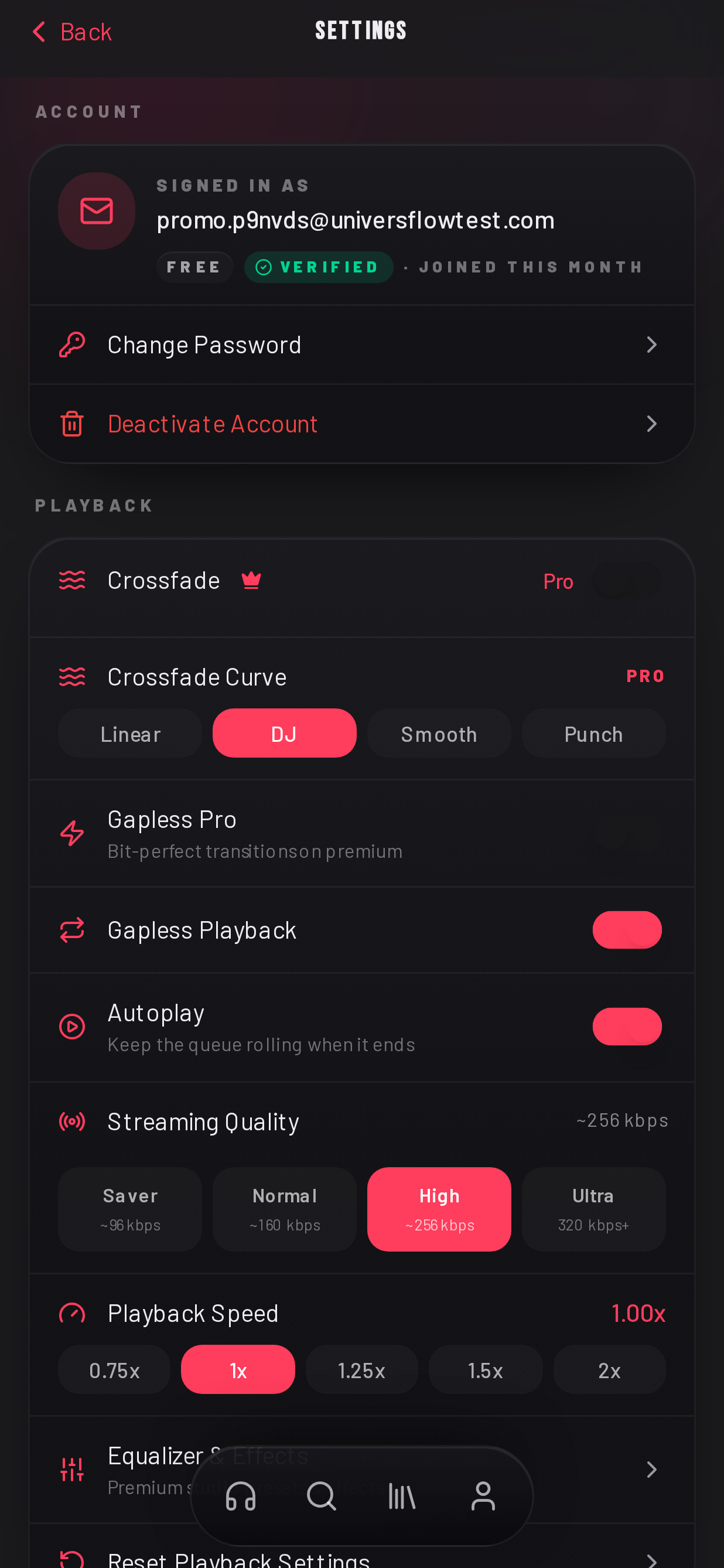 Playback and download settings